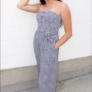 Navy/White Floral Print Jumpsuit